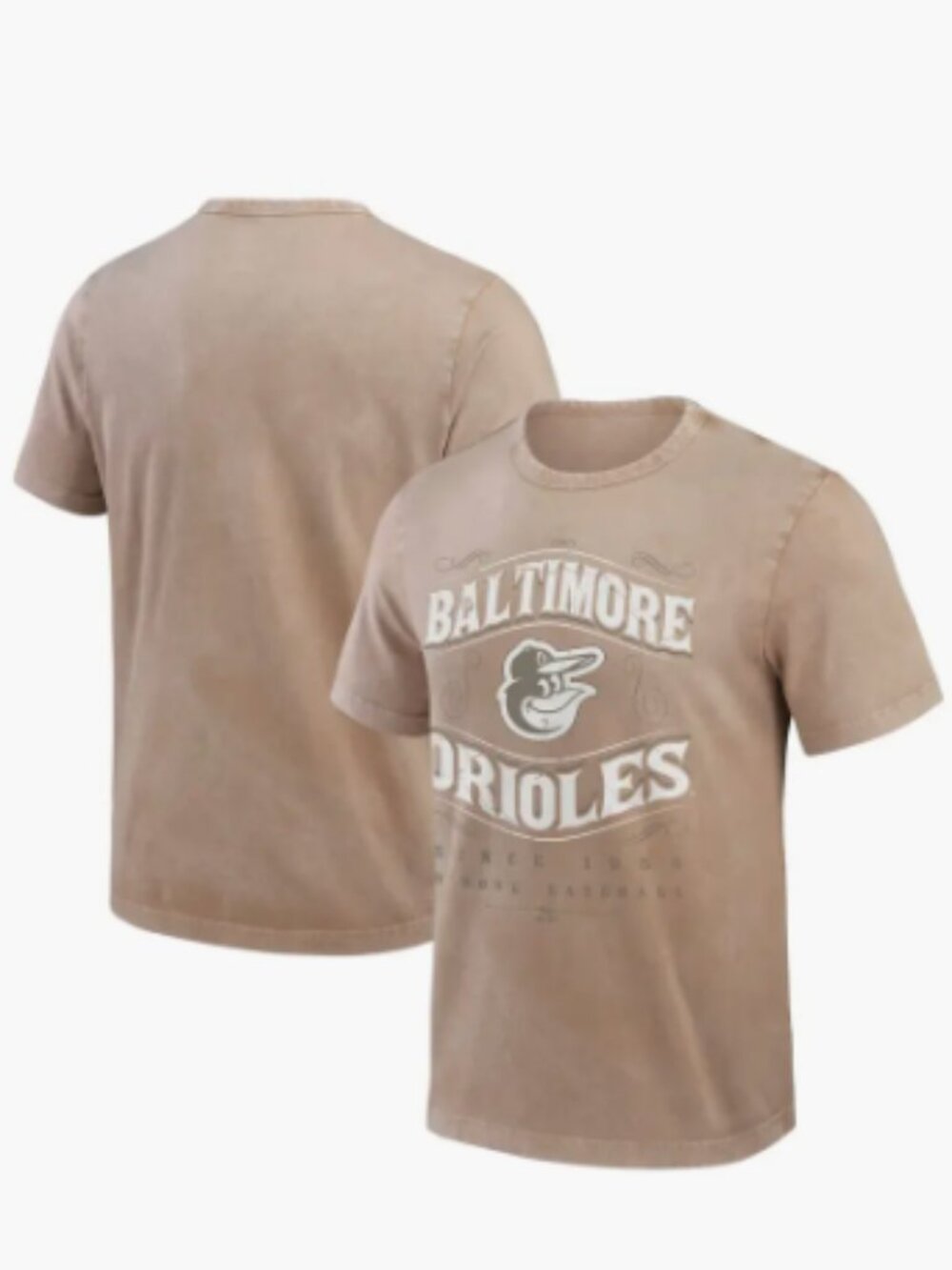 MLB Mens Baltimore Orioles Darius Rucker Collection Tan Sun Faded T-Shirt Medium
